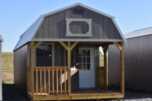 Lofted barn cabins from Derksen Buildings in Starkville MS by Double E Portable Buildings