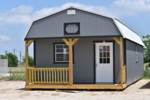 Lofted barn cabins from Derksen Buildings in Starkville MS by Double E Portable Buildings
